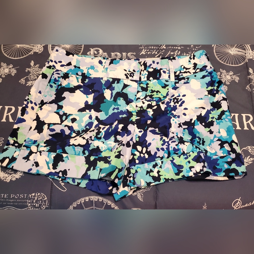 New York & Company Blue and Green Patterned Women's Shorts